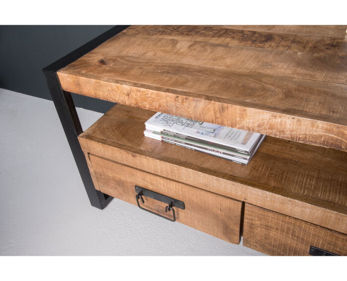 Koop het TV-meubel Strong 102 cm! | Mangohout + metaal | € 499