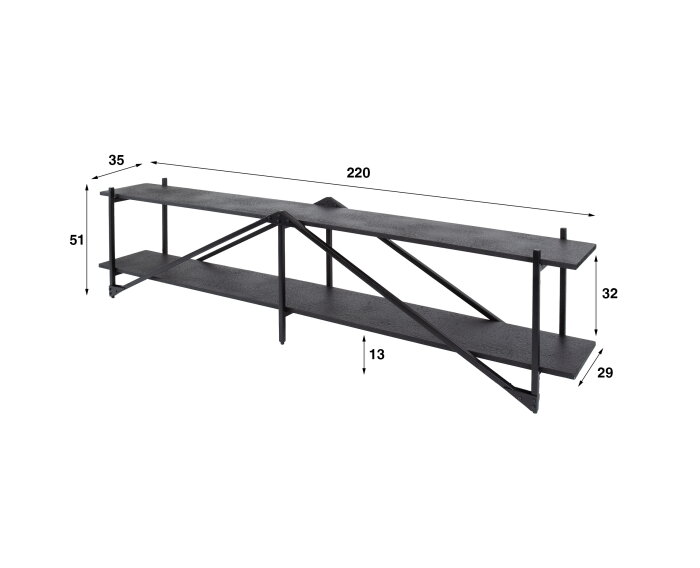 TV-meubel 220cm XL Piega - Grijs