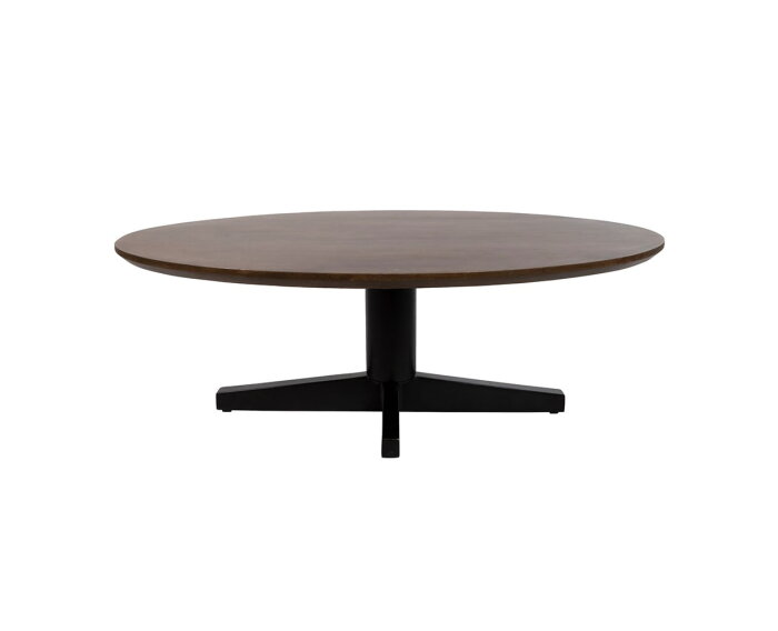 Salontafel Scorpio ovaal zwarte poot Mangohout 130x70 cm - walnoot