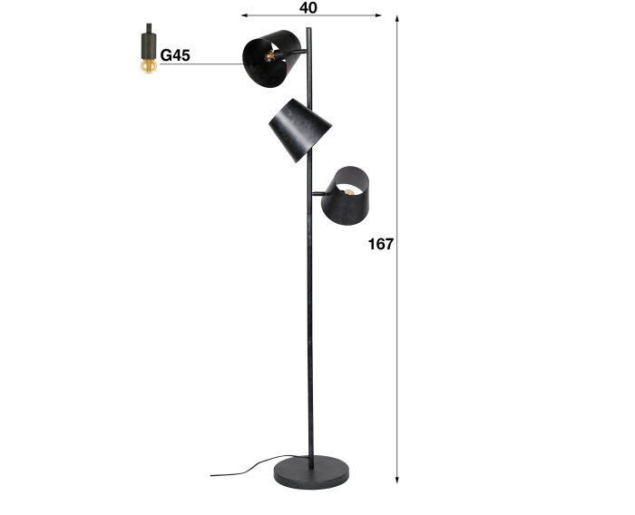 Vloerlamp 3x &Oslash;18 Kinetic - Charcoal