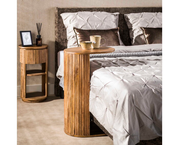 Overzettafel Wave - Massief mango zand