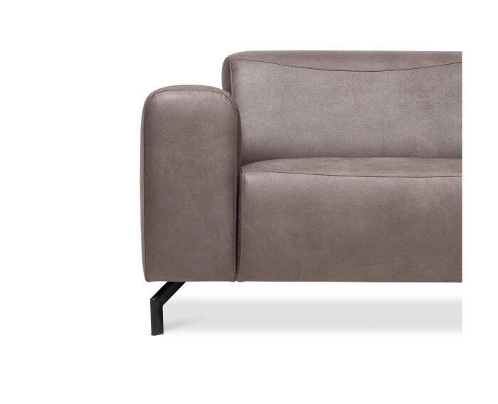 Hoekbank Bravino antraciet - kentucky 01 lederlook &ndash; Ottomane rechts &ndash; 275x210 cm
