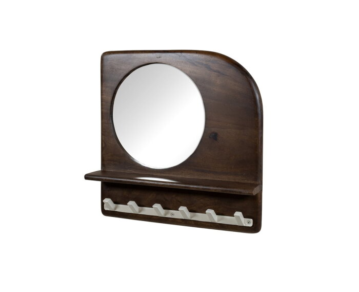 Cura&ccedil;ao kapstok 45 met spiegel en 6 haken - Welcome Home Collection