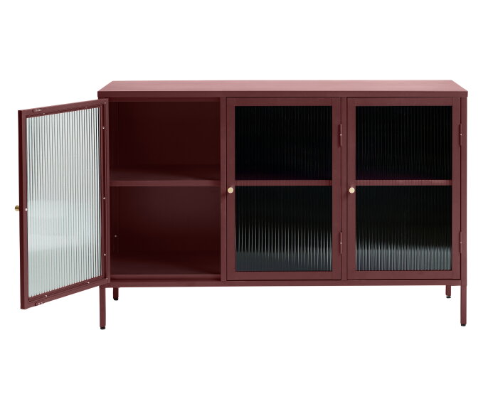 Dressoir Bronco metaal glas 132 cm - Rood