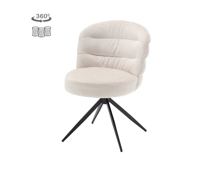 Eetkamerstoel Carro draaibaar Chenille - Almond white