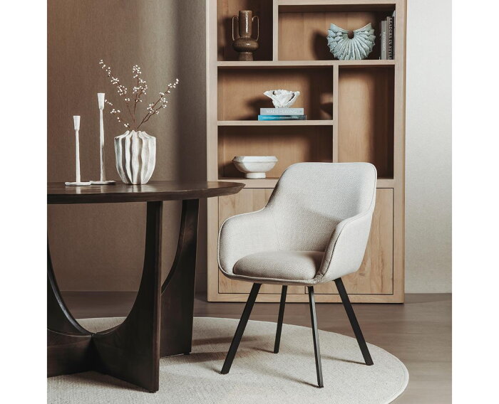 Tower Living eetkamerstoel Borgo met armleuning draaibaar - Bjorn 24 Beige