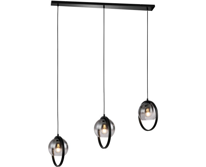 Hanglamp, 3-lichts, H340 smoke glas
