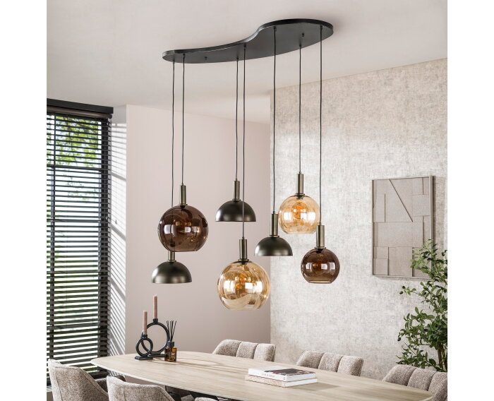 Hanglamp 4+3L Cluster - Sienna brown
