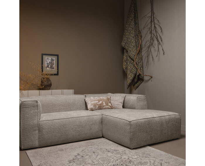 BEAN CHAISE LONGUE RECHTS GROVE MELANGE TRAVERTIN - WOOOD