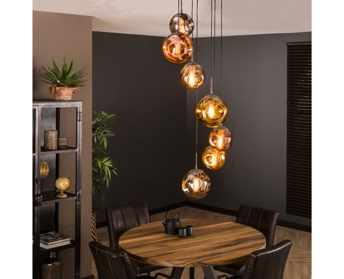 Hanglamp Stellar getrapt 7-lichts - Oud zilver