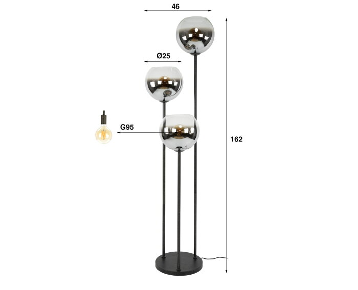 Vloerlamp Bubble Shaded 3L - Artic zwart