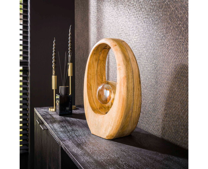 Tafellamp 1L Arch wood L - Massief mango naturel