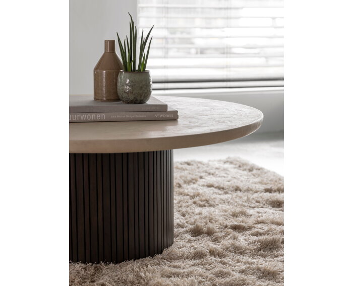 DTP home Salontafel Maroon rond 35x90x90 cm - Mahonie & mortex - Beige