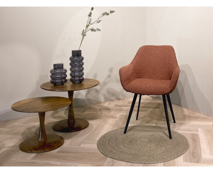 Eetkamerstoel Luca Boucle Leaf Brown | Livingfurn