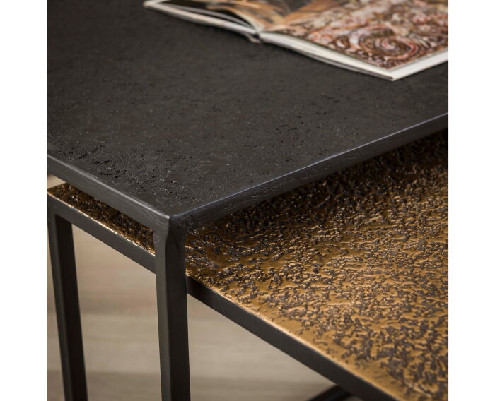 Salontafel Burlington set van 2 rechthoek Metallic - zwart/brass