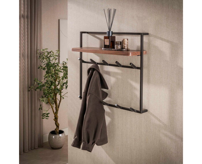 Kapstok Air Pure hoog 2x6H - Massief acacia bruin