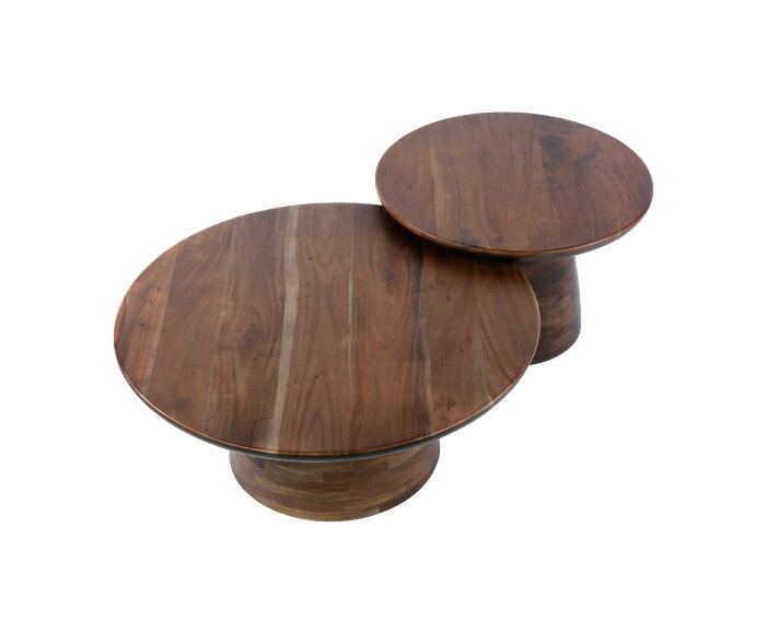 Salontafel Mova rond set/2 - Massief acacia bruin