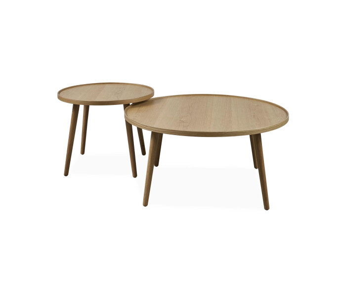 Salontafel Ally rond set van 2 eiken - Naturel