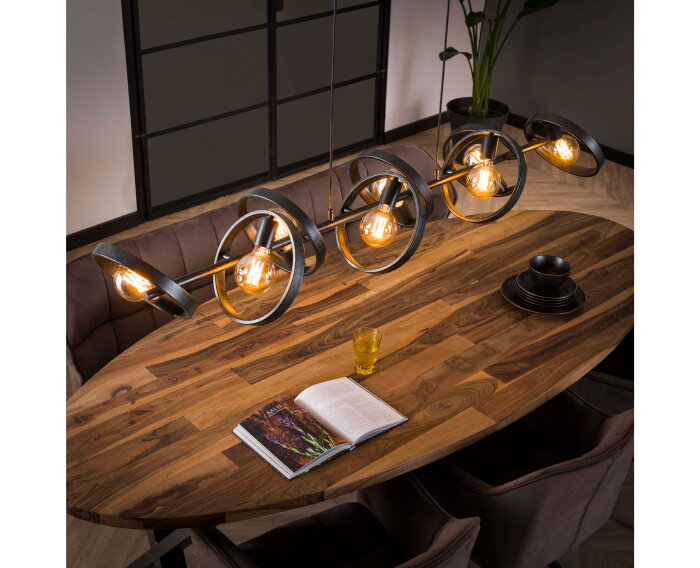 Hanglamp Hover 8-Lamps &ndash; Metaal &ndash; Charcoal &ndash; 160x42x150 cm