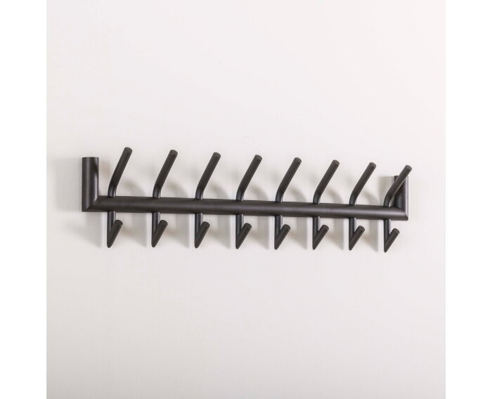 Garderobe 2x8 haaks ronde buis - Donkergrijs Mat