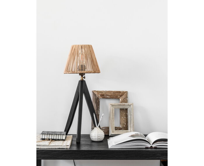 Table lamp Montecristo BLACK,48x22x22 cm, NATURAL rattan shade