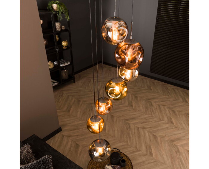 Hanglamp Stellar getrapt 7-lichts - Oud zilver
