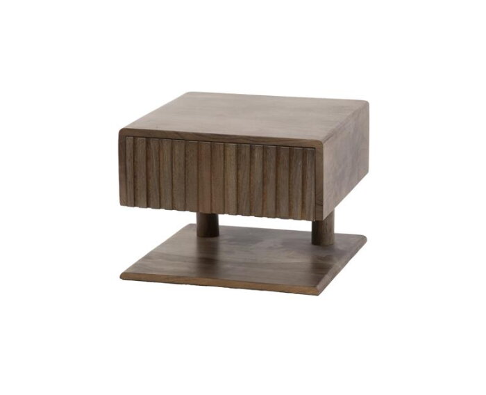 Nachtkastje 1L shelve Carve - Massief acacia drift brown