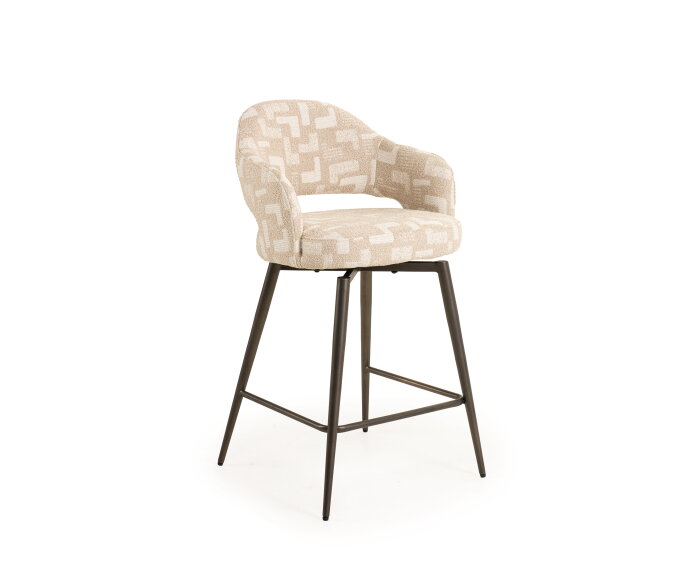 Barstoel Firenze draaibaar Jupiter anodic bruin - Mosaic beige 05 - 65 cm