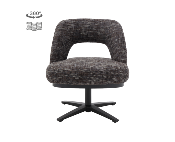 Eetkamerstoel Caldes draaibaar Chenille - TED 17 blue-grey