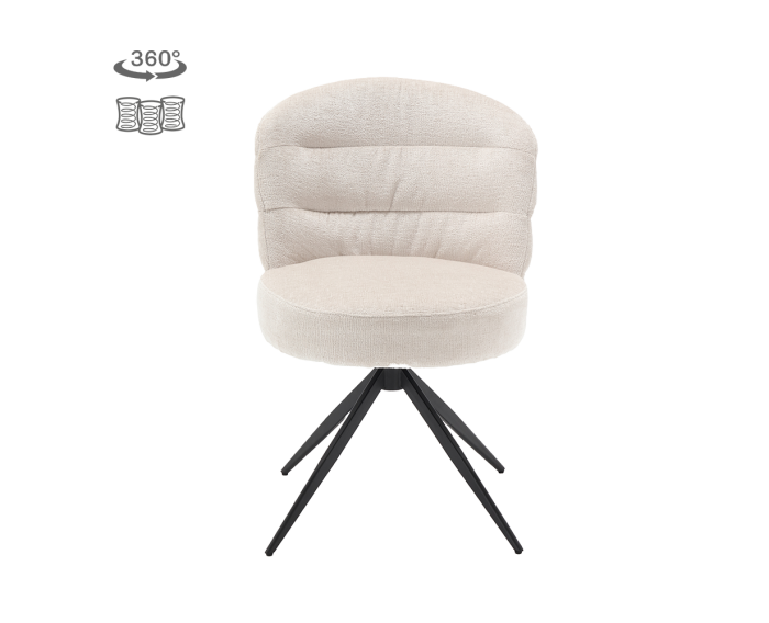Eetkamerstoel Carro draaibaar Chenille - Almond white