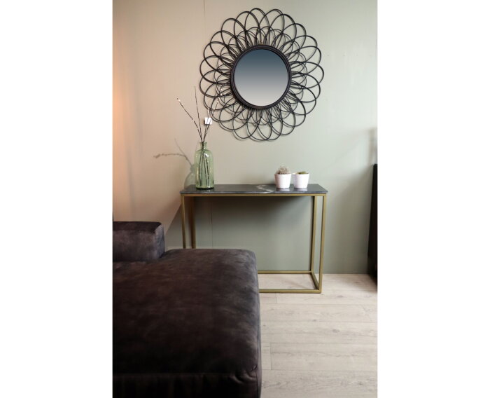 Sidetable Marseille - 100x35x75 - Zwart/goud - Marmer/metaal