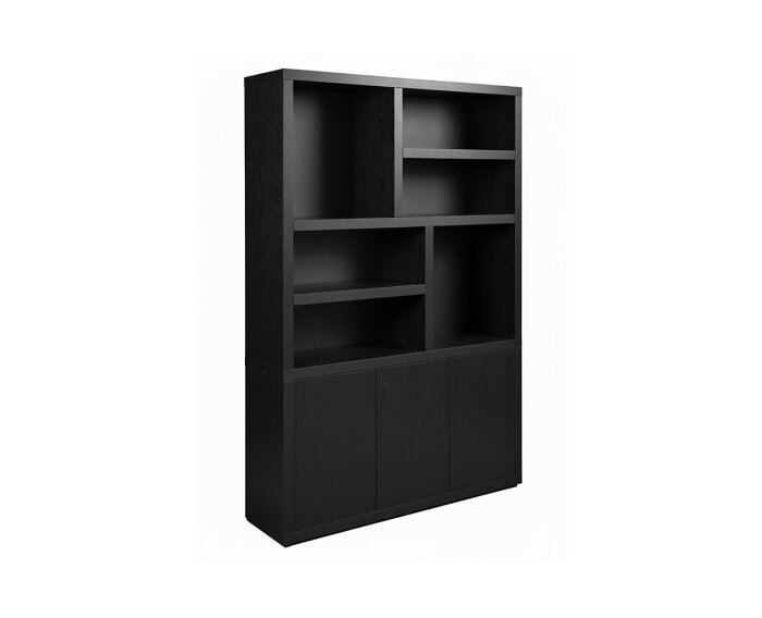 Tampere boekenkast 160 met 3 deuren en 6 open vakken, Natural Oak - Oak Collection