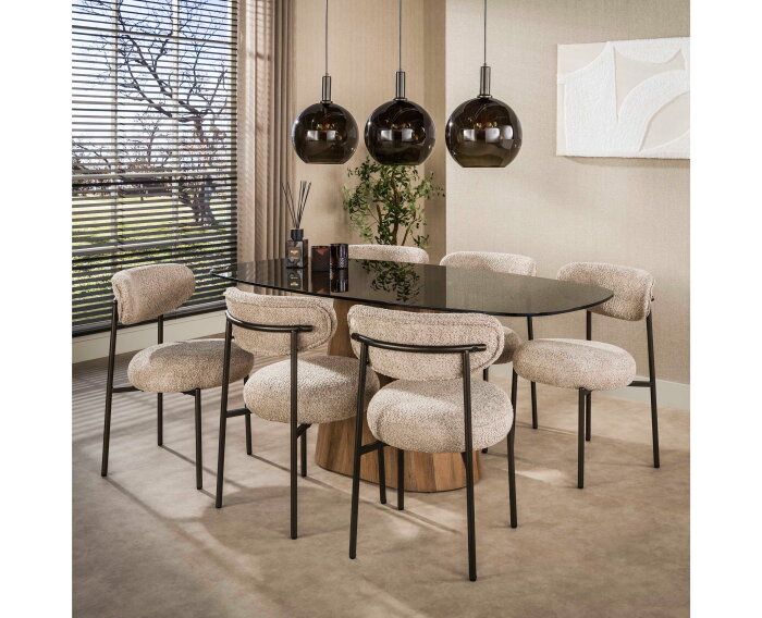 Eettafel Tinto Centro 180 - Brons glas