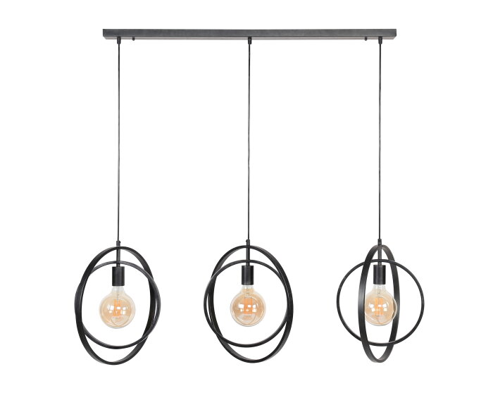 Hanglamp Turn Around 3 lampen - Zwart