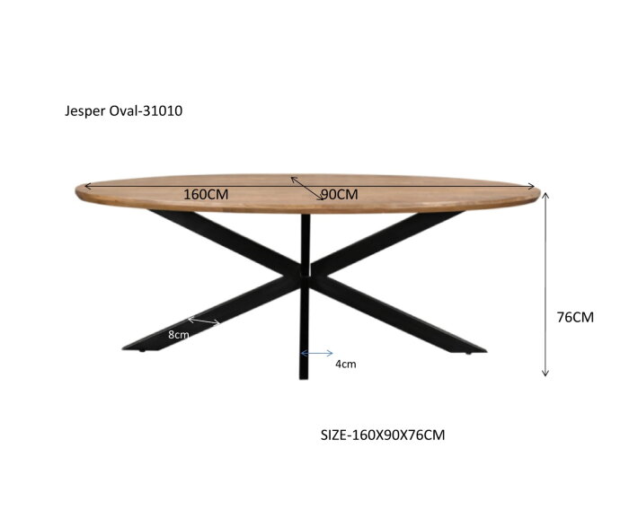 Eettafel Jesper Ovaal 160 cm - Naturel