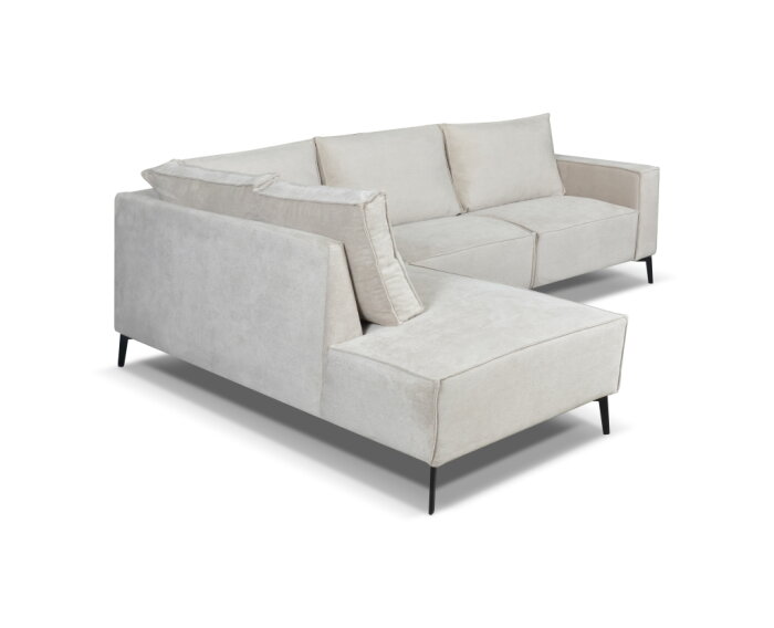 Hoekbank Valenzo Licht Beige - Memphis 4 &ndash; Ottomane links &ndash; 265x210 cm