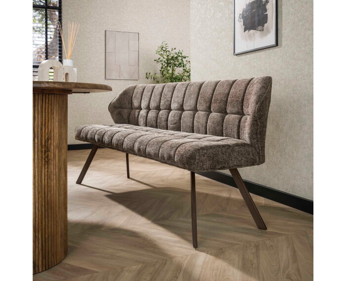 Eetkamerbank Raster - Hoven taupe - bruin metaal - 180x58x81 cm