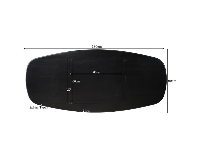 Eiken Blad Ferris Deens Ovaal 180 cm Zwart