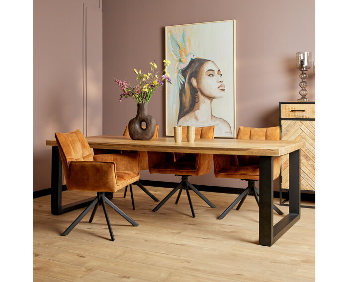Eettafel Denver mangohout U-poot | 220 cm