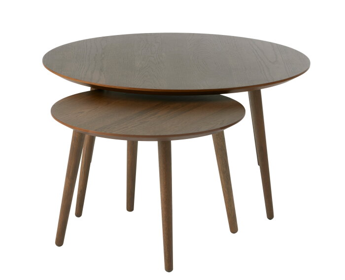 Salontafel Adda set van 2 rond eiken - Bruin