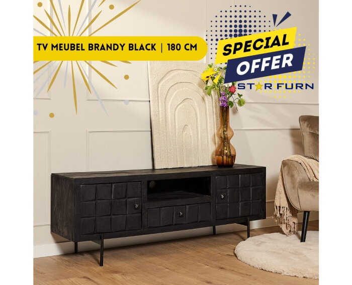 Tv meubel Brandy Black | 180 cm