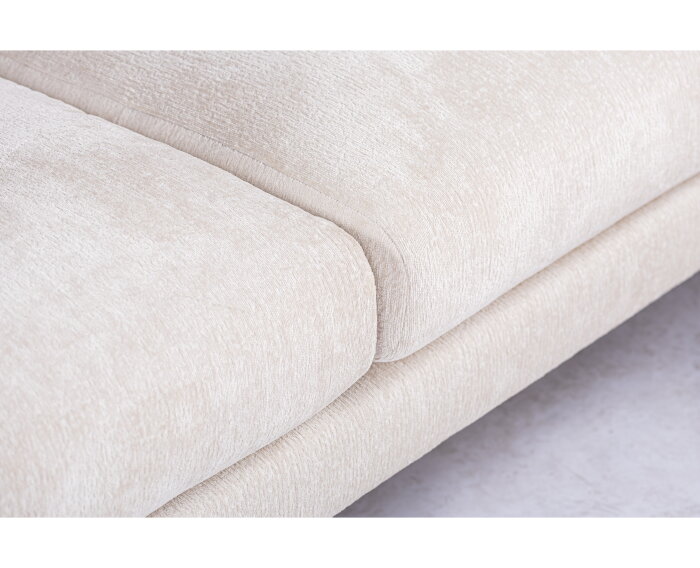 Hoekbank Elvano Rechts By-Olaf – Stof Loris Champagne – Luxe 3-zits met hoek links – 293 x 210 cm