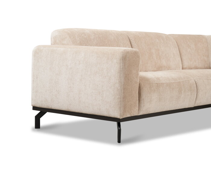 Hoekbank Avani met ottomane rechts - Beige &ndash; 256x188x77 cm &ndash; Modern