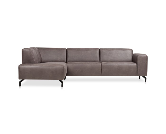 Hoekbank Bravino antraciet - kentucky 01 lederlook &ndash; Ottomane links &ndash; 275x210 cm