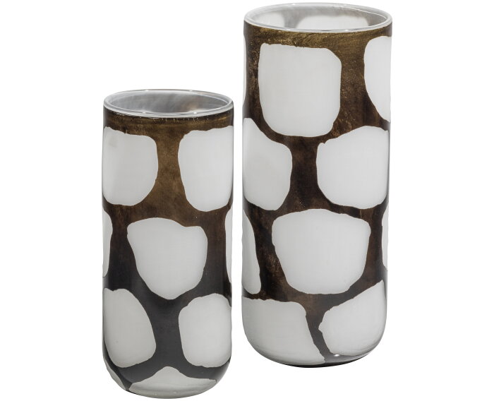 Blair Handgemaakte Vaas L Glas Zwart/wit - WOOOD Exclusive