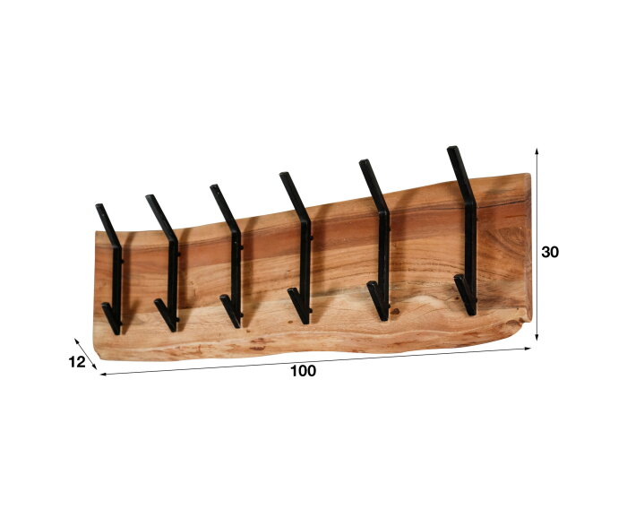 Kapstok Timber 2x6 haken 100 cm