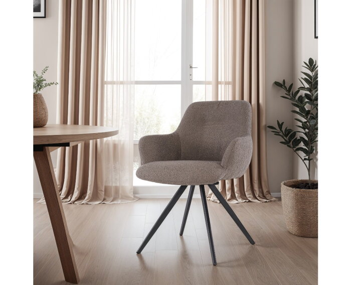 Eetkamerstoel Doreen Bouclé - Bruin | Livingfurn