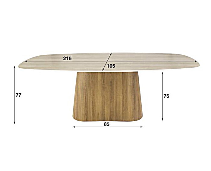 Eettafel 215 centre Romano - Ceramic 3D Travertine