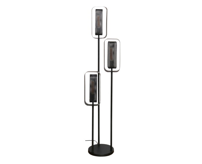 Vloerlamp Mesh rotate 3 lampen - Artic zwart