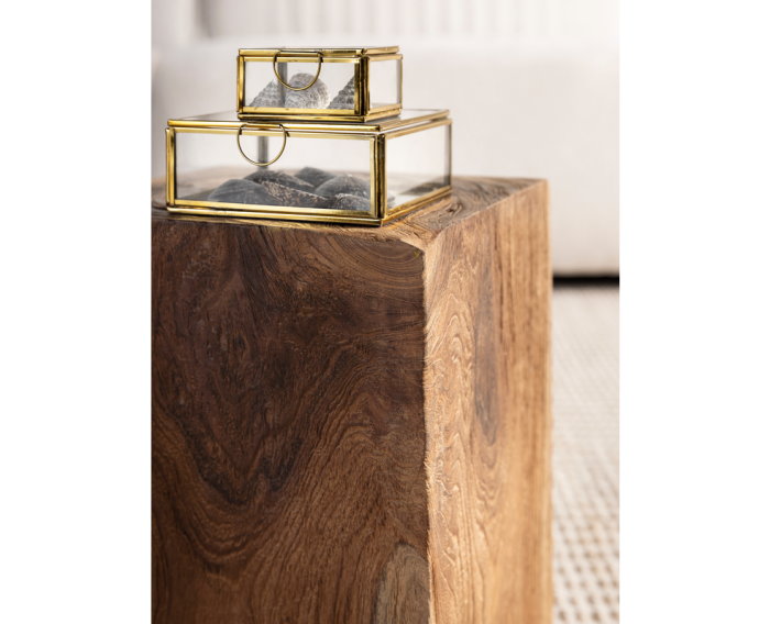 MUST Living bijzettafel Rio - teakhout stam - 38x25x25 cm